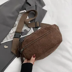 Women's Fashion Corduroy Belt Bag - Versatile Crossbody and Waist Purse (Brown)