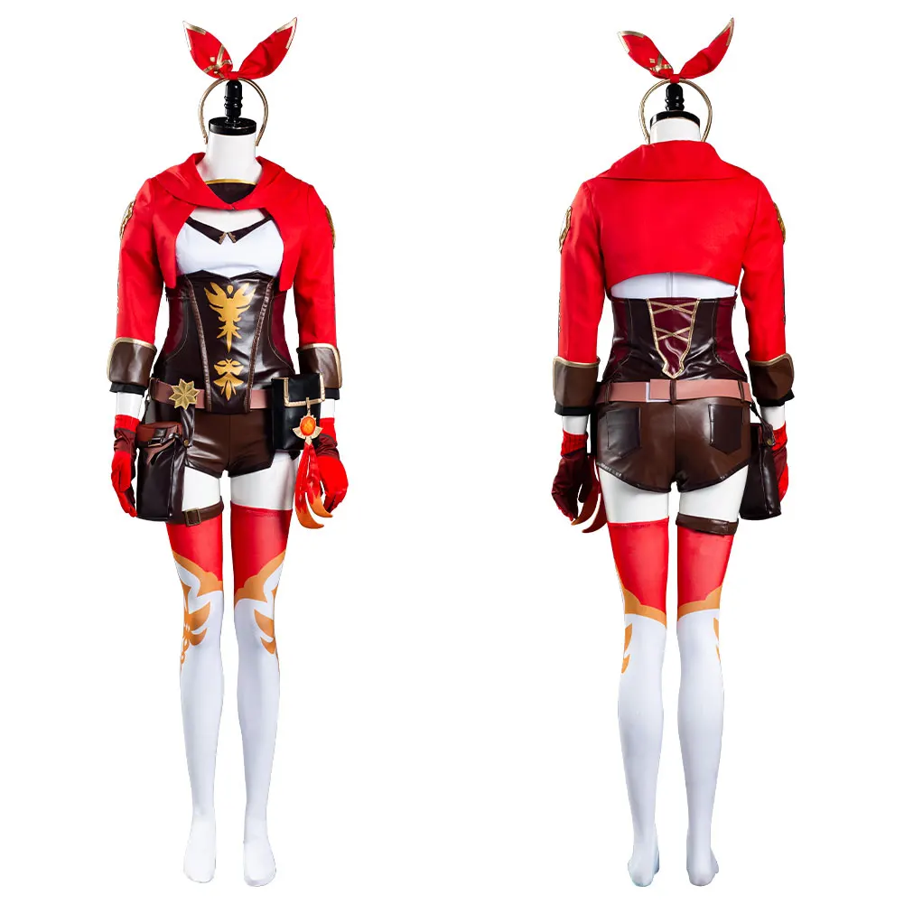 

Genshin Impact Amber Cosplay Costume Jumpsuit Outfits Halloween Carnival Suit