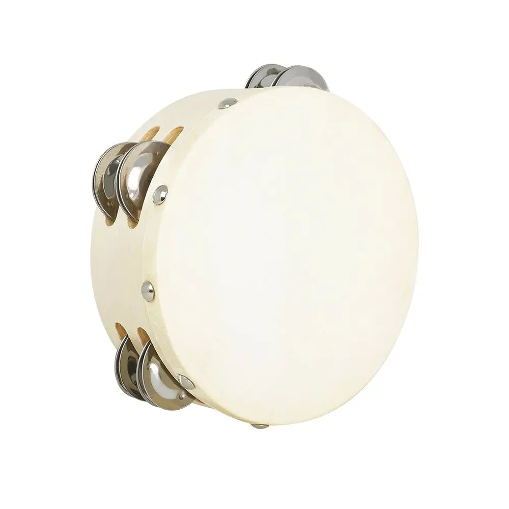 Tambourine Children Enlightenment Puzzle Music Toy Double-deck HandHeld Drum Sheepskin Panel Percussion Instrument 8/10 Inch