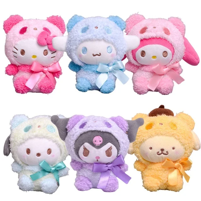 10cm Cartoon Kawaii My Melody Kuromi Cinnamoroll Kt Cat Purin Dog Plush Toy Anime Stuffed Animals Cute Plushie Pendant Doll Toys 1