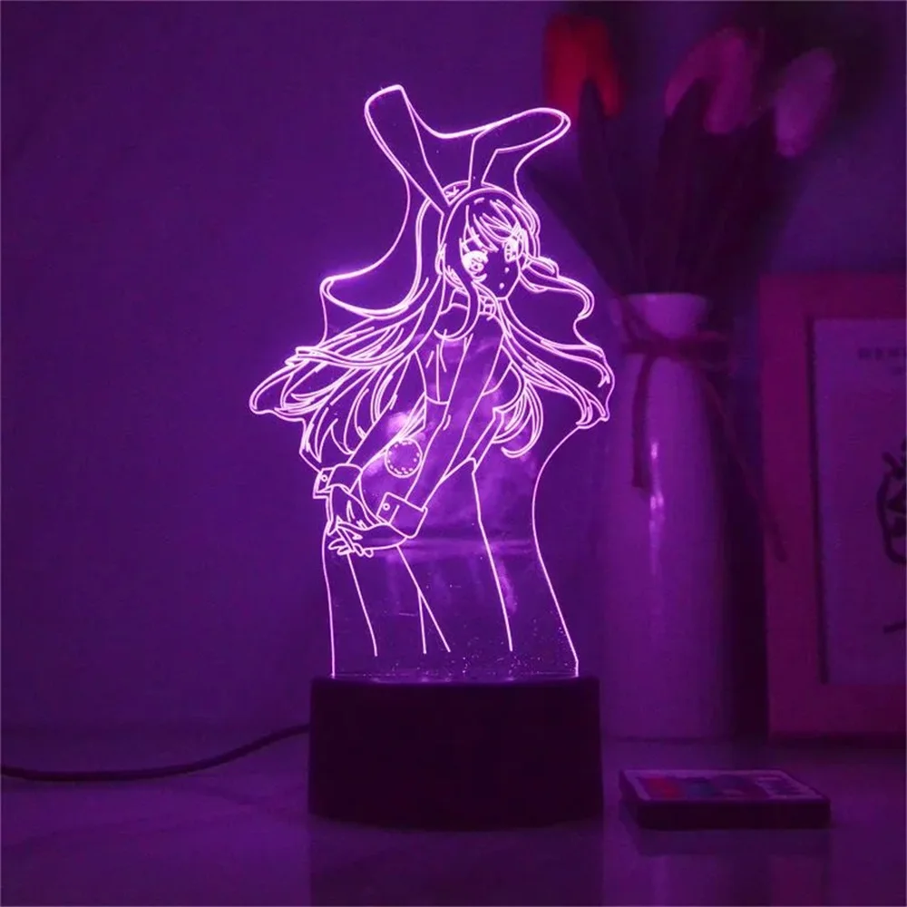 

3D Nightlight Bunny Girl Acrylic Led Night Light Anime Lamp Cute Pretty Girls Table Lamps Sexy Women for Bedroom Ornaments Gifts