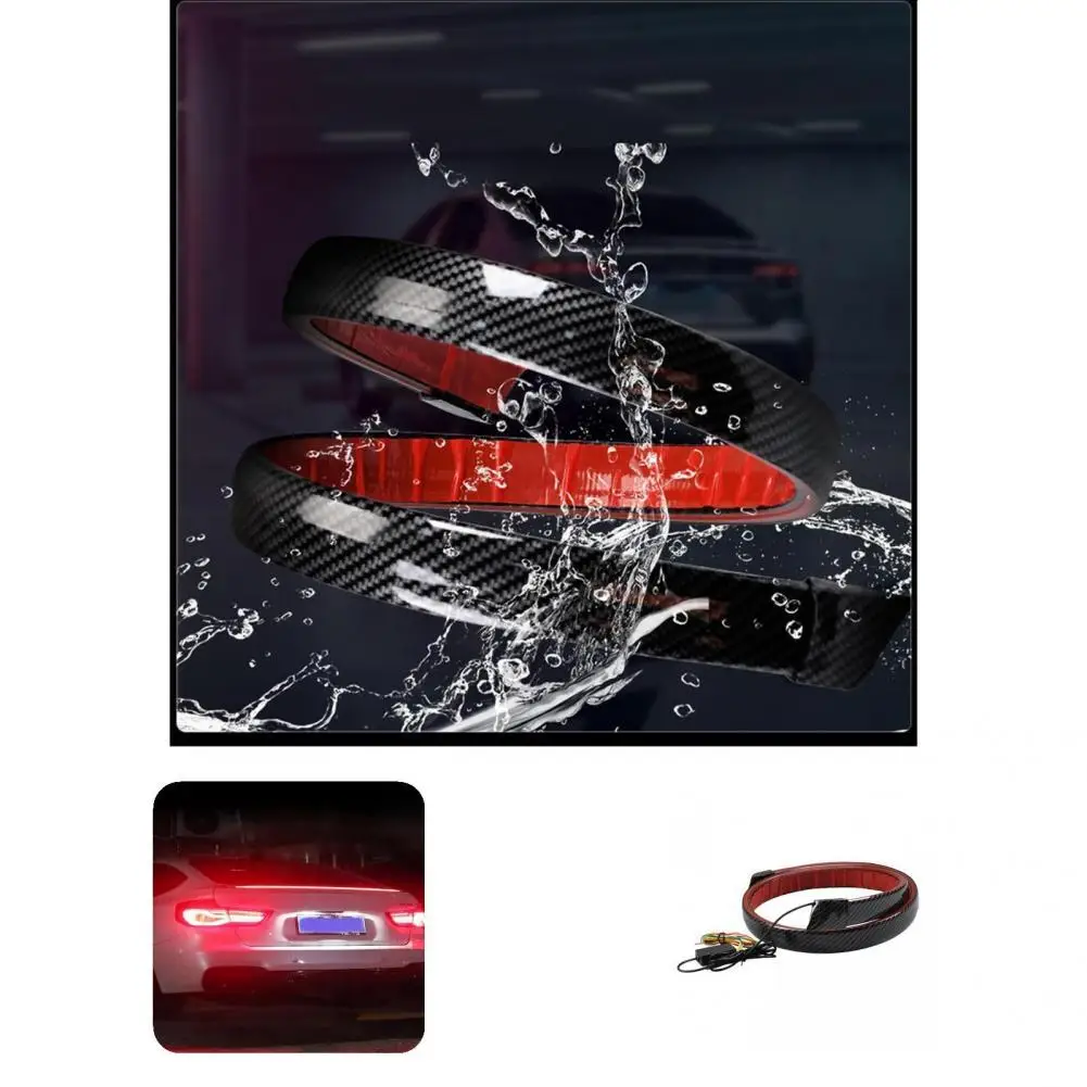 External Car Rear Warning Light Carbon Fiber Texture High Brightness Cool LED Spoiler Turn