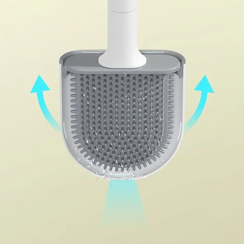Bathroom Accessories Set Silicone Toilet Brush Wall-Mounted Soft Bristles 20