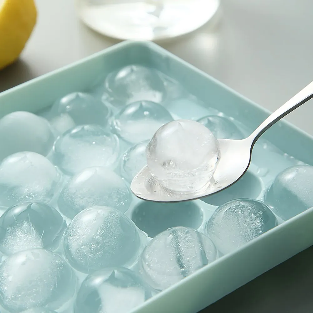 18/33 Well Ice Box With Lid Ball Ice Tray Plastic Cube Mold Refrigerator Ball Mold Box Round