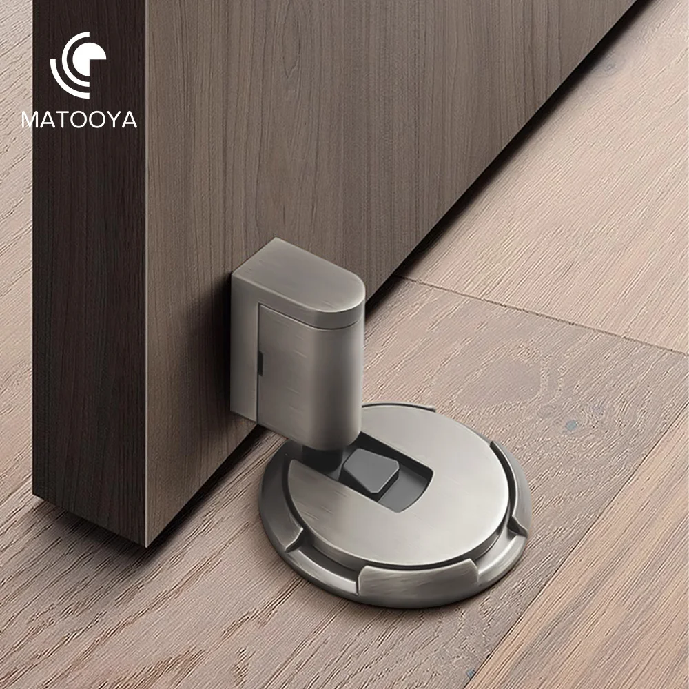 Non-Punch Door Stopper Automatic Floor Floor DoorStop Furniture Fittings Gold Black Grey Stopper for Door Windproof Door Stops