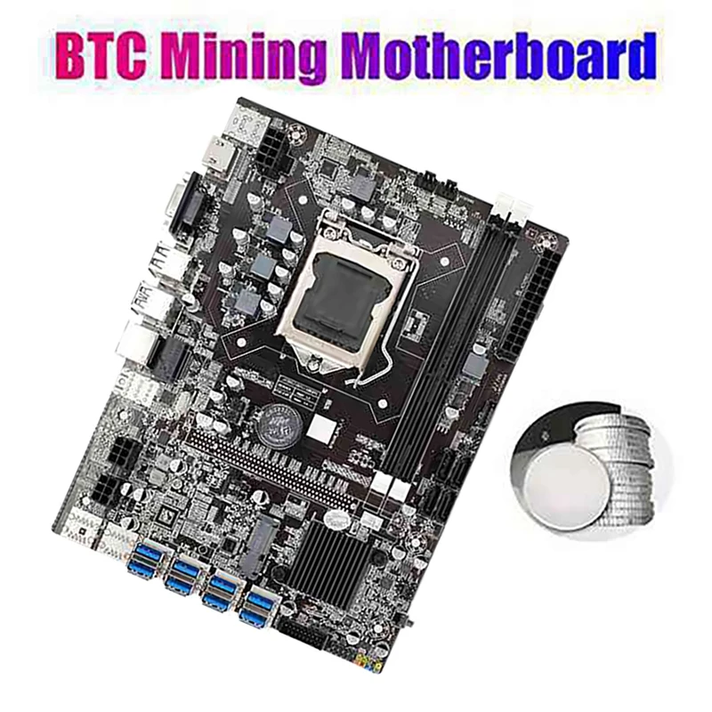 latest motherboard for pc B75 BTC Mining Motherboard With Random CPU+Fan+8G DDR3 RAM+Thermal Grease 8 USB3.0 PCIE1X Slot LGA1155 SATA3.0 ETH Miner best budget gaming pc motherboard