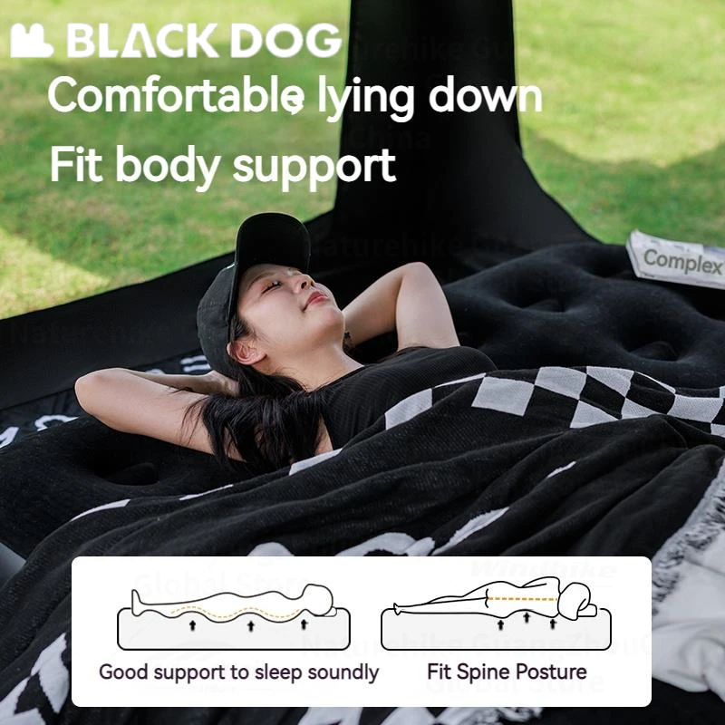 Naturehike BLACKDOG Built In Pump PVC Inflatable Mattress Outdoor Camping Travel Air Bed Sleeping Pad Mat 25cm Thickened Cushion