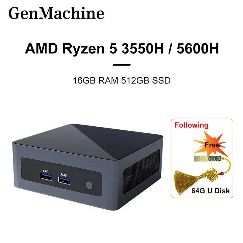 2023 GenMachine PC Mini baru AMD Ryzen 5 3550H 5600H