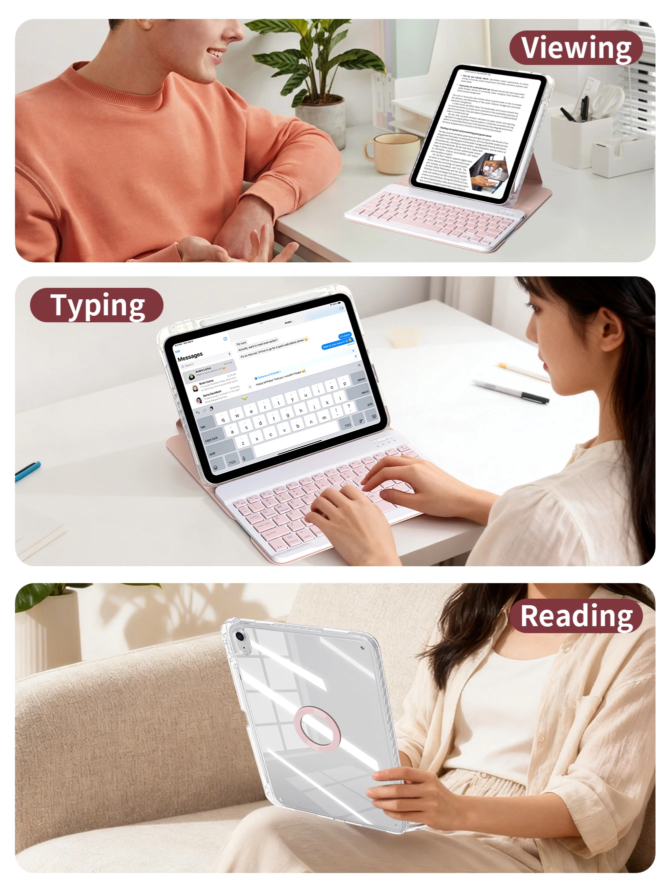Enhanced Wireless Keyboard Case for Tablets - Smart and Sleek Design