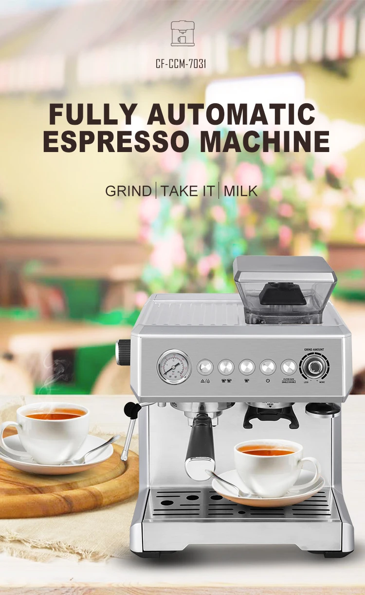 Máquina de café Espresso con Molinillo, máquina de café semiautomática,  bomba de presión, formador de leche, 20bar - AliExpress