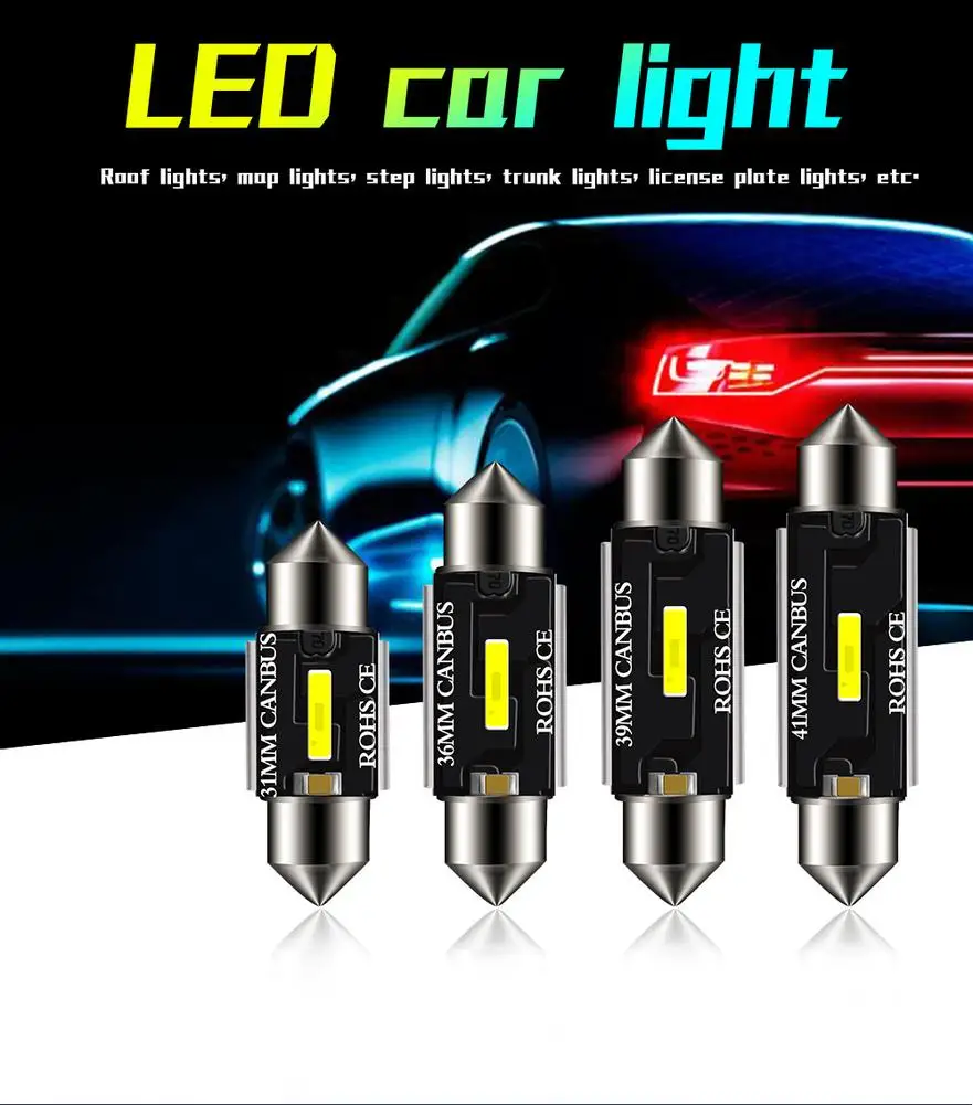 1 Pc Car Dome Light Lampadine A Led 31Mm 36Mm 39Mm 41Mm Super Bright Car Dome Light Canbus Auto Interior Lampade Da Lettura