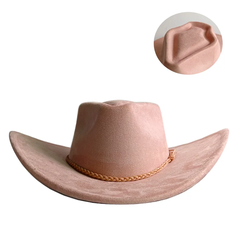 Orange LOVE Top Cowboyhut Wildlederhut Ethnischer Stil Western Cowboy Kunstleder Samt Jazzhut Herbst und Winter Roll-up-Krempe – Detail 21