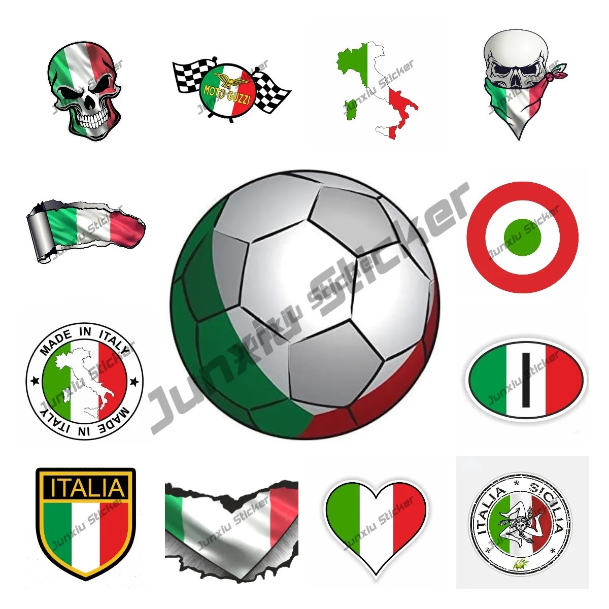 Italy Flag Soccer Ball Sport Football Car Bumper Vinyl Sticker Decal 4.6" 