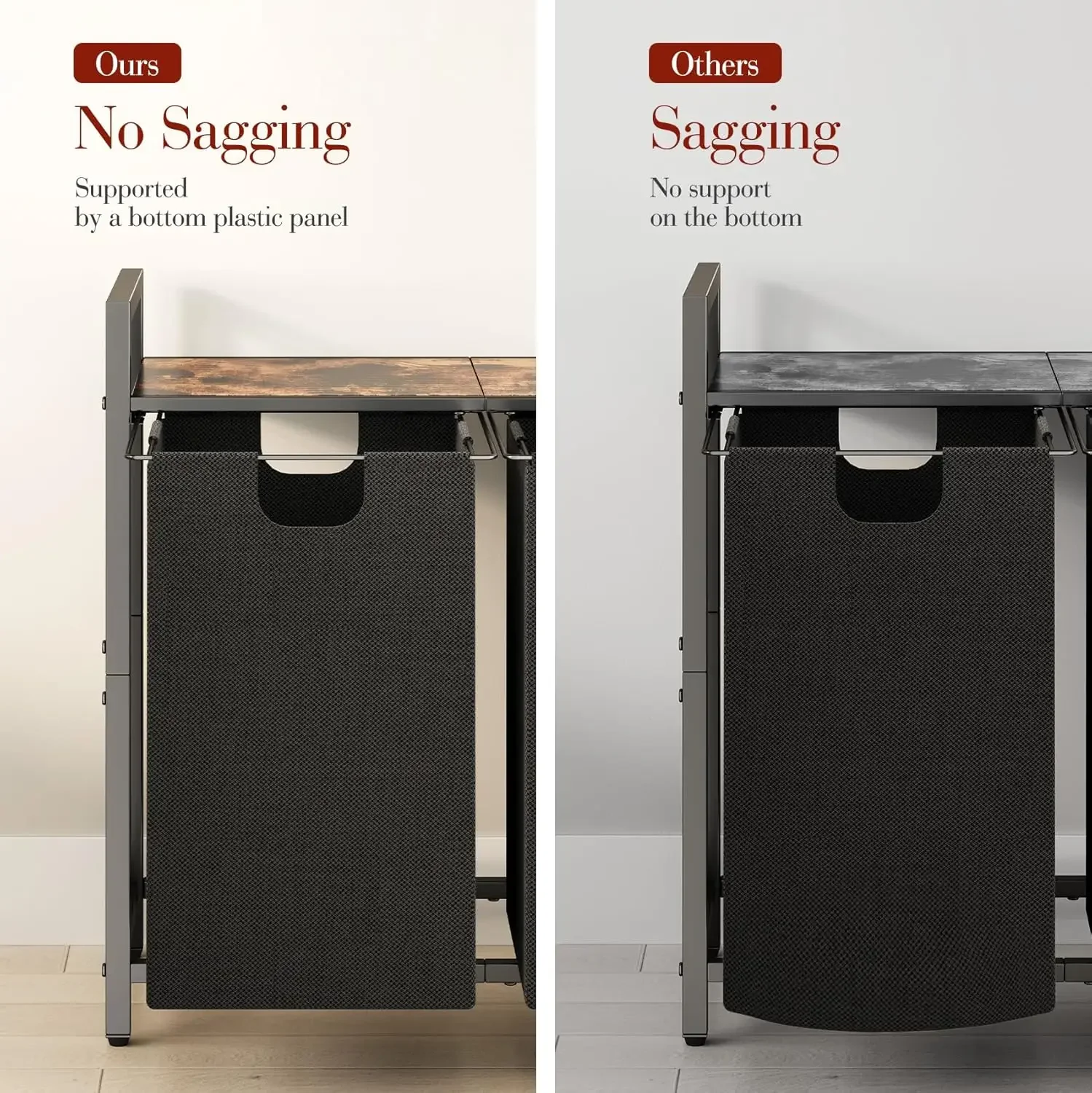 Laundry Basket Organizer, Laundry Hamper with Shelf & 2 Pull-Out Removable Bags, Dirty Clothes Hamper Organizer for Laundry Room 5