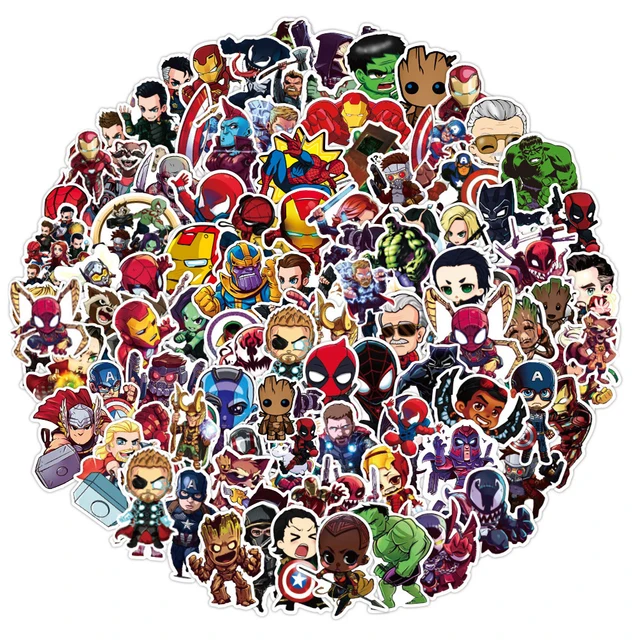 10/30/50/100PCS Disney Marvel The Avengers Cute Super Hero Cartoon Stickers Graffiti Decals Laptop Car Bike Toy Sticker for Kids 2