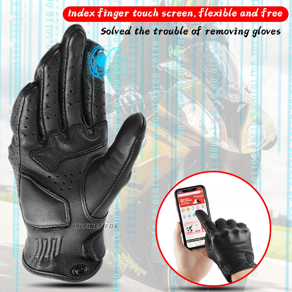 Motorcycle Gloves Leather Motorcycle Gloves Retro Leather Motorcycle Gloves locomotive Guantes Men Women Racing Motorbike Gloves off-road MX MTB DH Cycling All Season Luvas