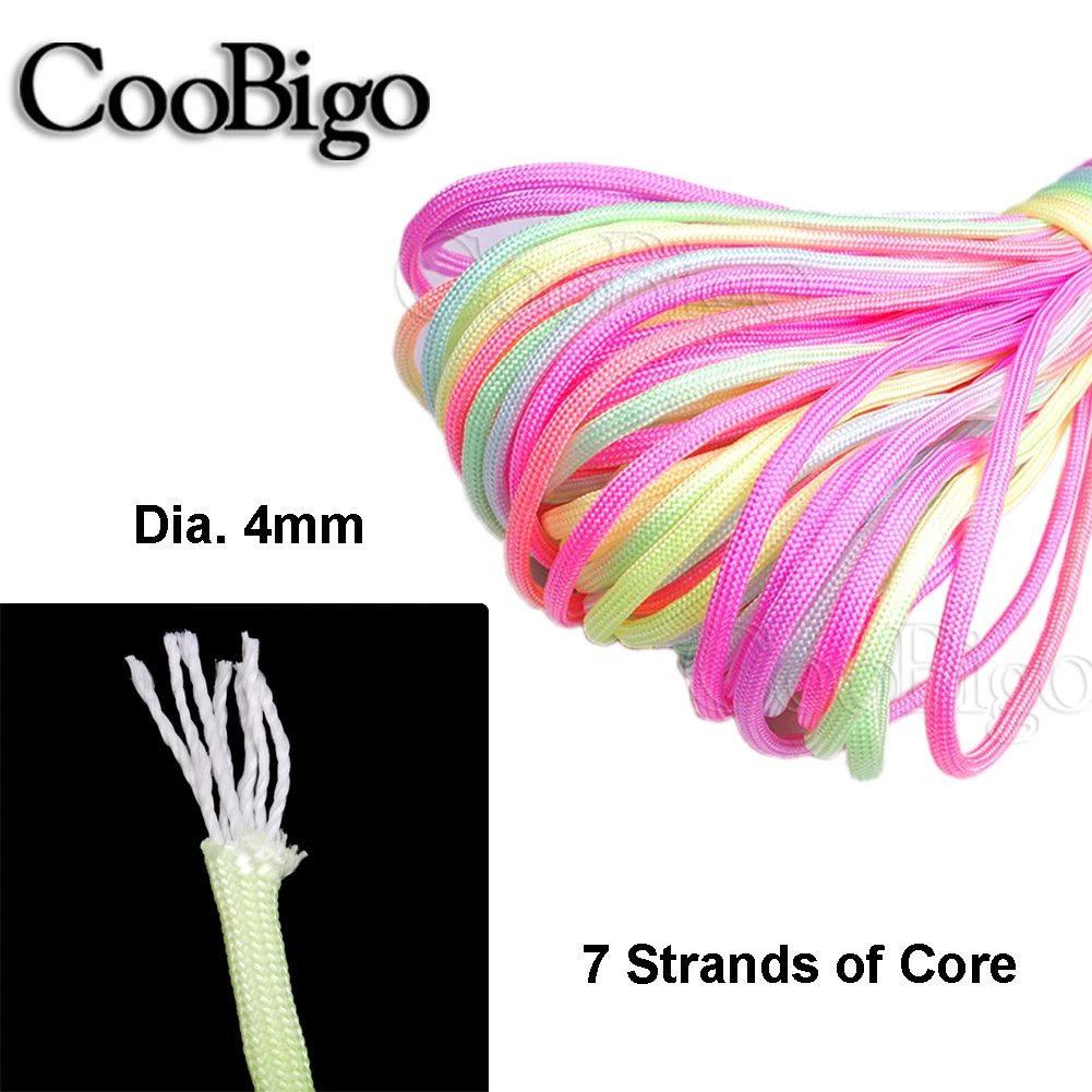 4mm Light Rainbow Paracord Rope 550 Parachute Cord 7 Strand Core Mil Spec Type III Outdoor Climb Camping Tent Survival Bracelet paracord rope braided paracord paracord accessories paracord bracelet paracord lanyard pendants paracord jig