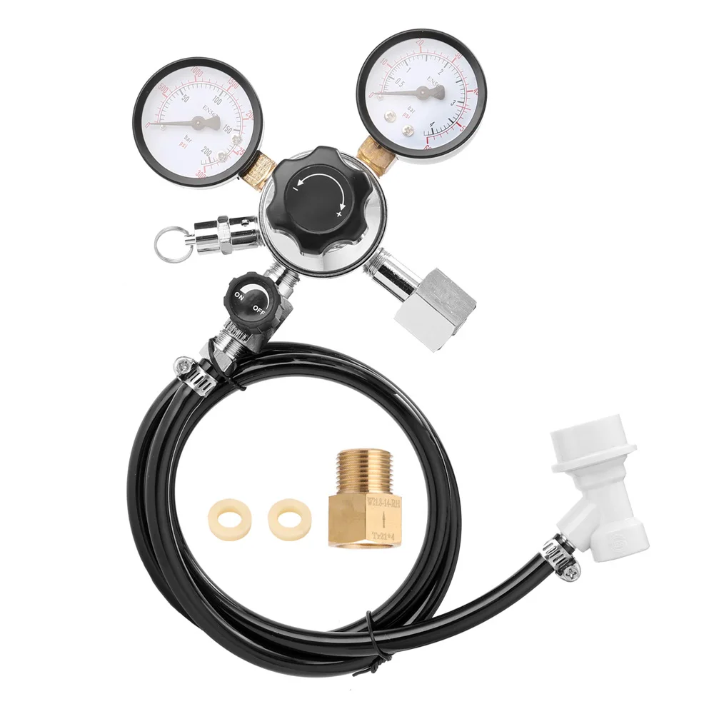 

Portable Double Gauge Beer CO2 Pressure Relief Valve Safety Keg Buck Regulator 0-3000PSI Tanks Pressure Gauge W21.8 EU Connector