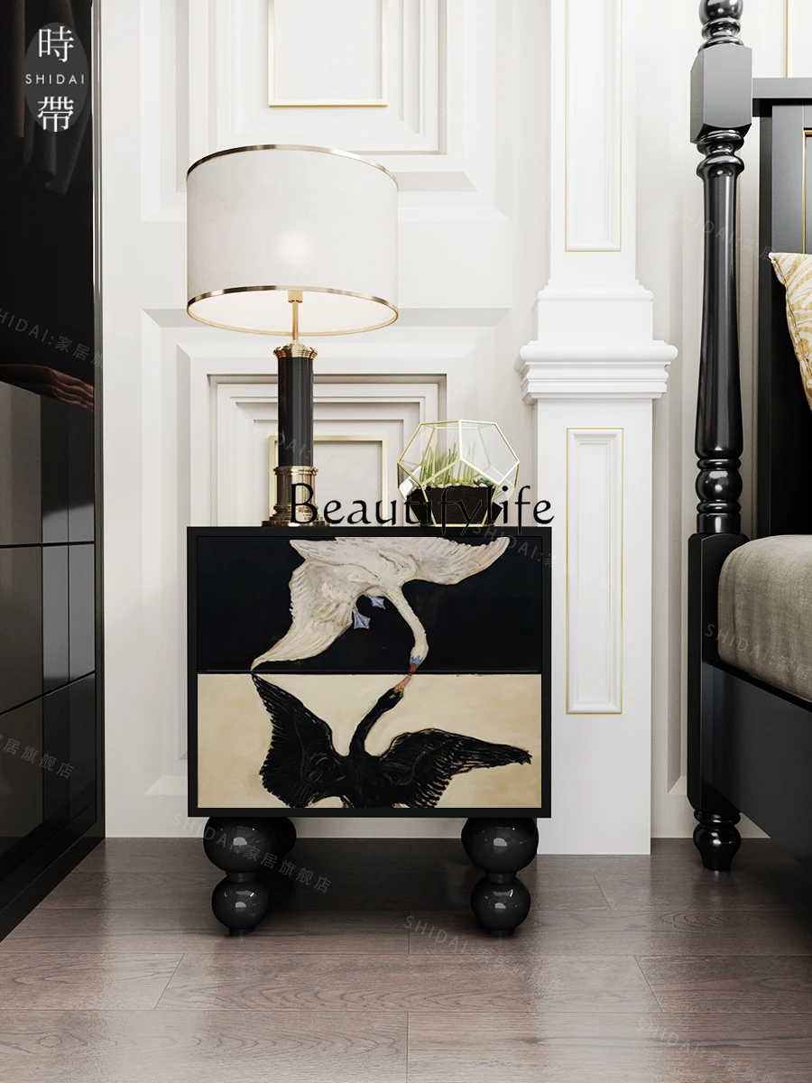 

American Bedroom Bedside Table Living Room Entrance Cabinet Vintage Storage Cabinet Storage Bed Side Cabinet