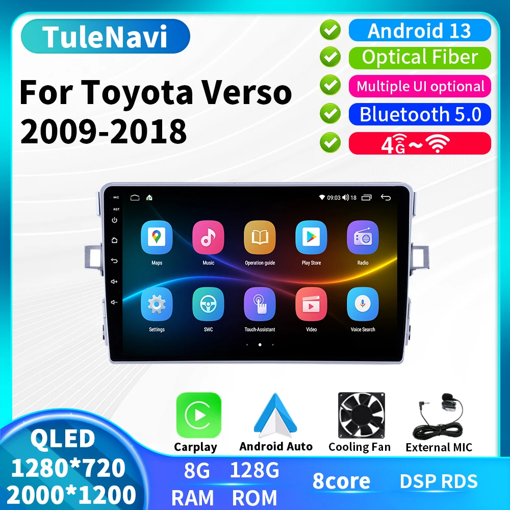 

Автомагнитола с GPS, головное устройство, мультимедийный плеер, навигация Carplay для Toyota Verso 2009, 2010, 2011, 2012, 2013, 2014, 2016, 2015, 2017, 2018