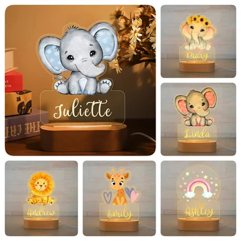Personalized Animal Night Light – Custom Name Acrylic LED Lamp for Kids’ Bedroom & Nursery Decor 1
