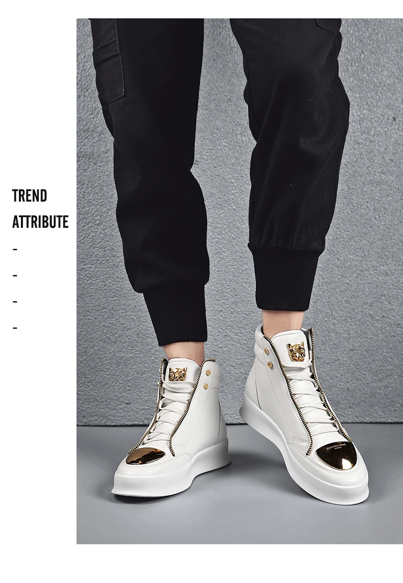 Leather Tourism Waterproof Shoes Men high top Sneakers - Uniqwear