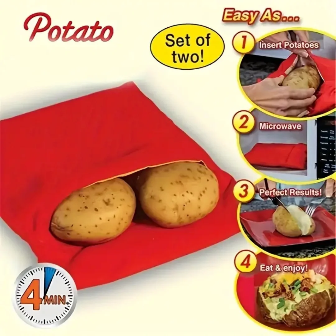 1/2pcs, microwave potato cookware bag, reusable microwave potato cookware, make delicious potatoes in just minutes, kitchen gadg