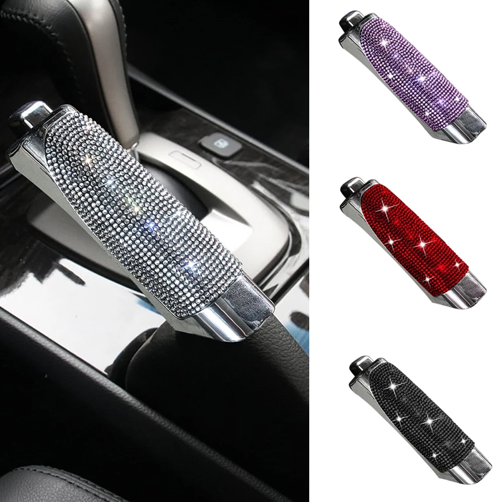 Universal Crystal Car Gears Handbrake Cover Auto Anti-slip Gear Shift Collars Decoration Car Accessories Interior for Women Girl crystal 4 piece set gear shift knob volume button for bmw g05 g06 g07 g14 g15 g16 g20 g22 g28 g29 car interior accessories