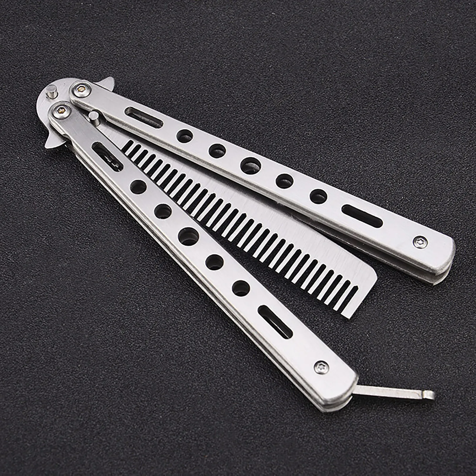Stainless Steel Folding Butterfly Combs Stainless Steel Folding Training Practice Combs Hair Styling Tools For Sport Outdoor Use