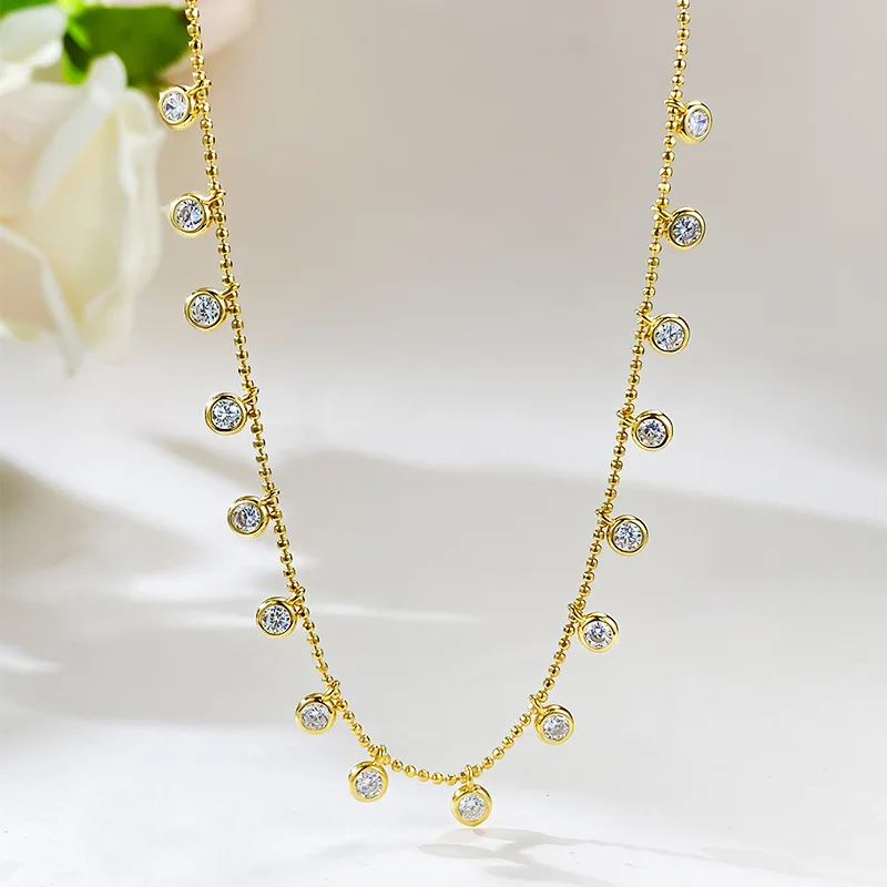 

Fashionable New Tassel Necklace Women's 925 Silver Plated Gold Neckchain Instagram Style Collar Chain