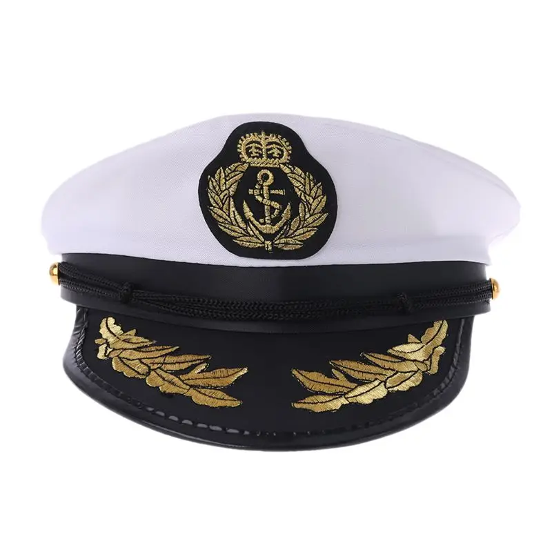 White Adult Yacht Boat Captain Navy Cap Cosplay Dress Hat