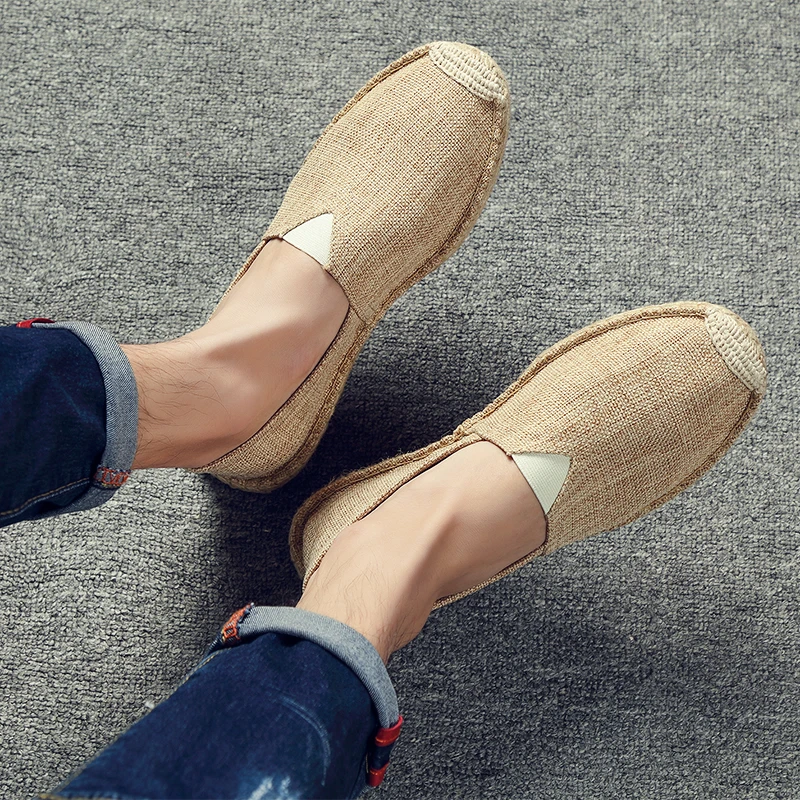 Summer Fisherman Shoes Canvas Straw Woven Sole Comfortable Simple Comfortable Women's Casual Shoes Men Vulcanized Shoes 4