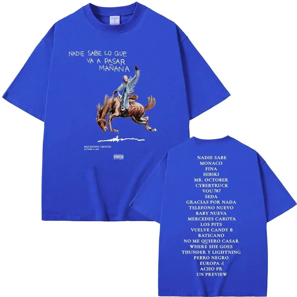 Rapper Bad Bunny Nadie Sabe Lo Que Va A Pasar Mañana Album Graphic T Shirts Men Women's Tshirt Male Hip Hop Oversized T-shirts