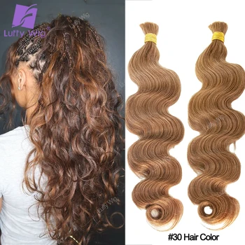 Bulk Human Hair For Braiding Body Wave Doube Drawn 100% Burmese Remy Boho Box Braids No Weft Extensions Color 30 Luffywig 1