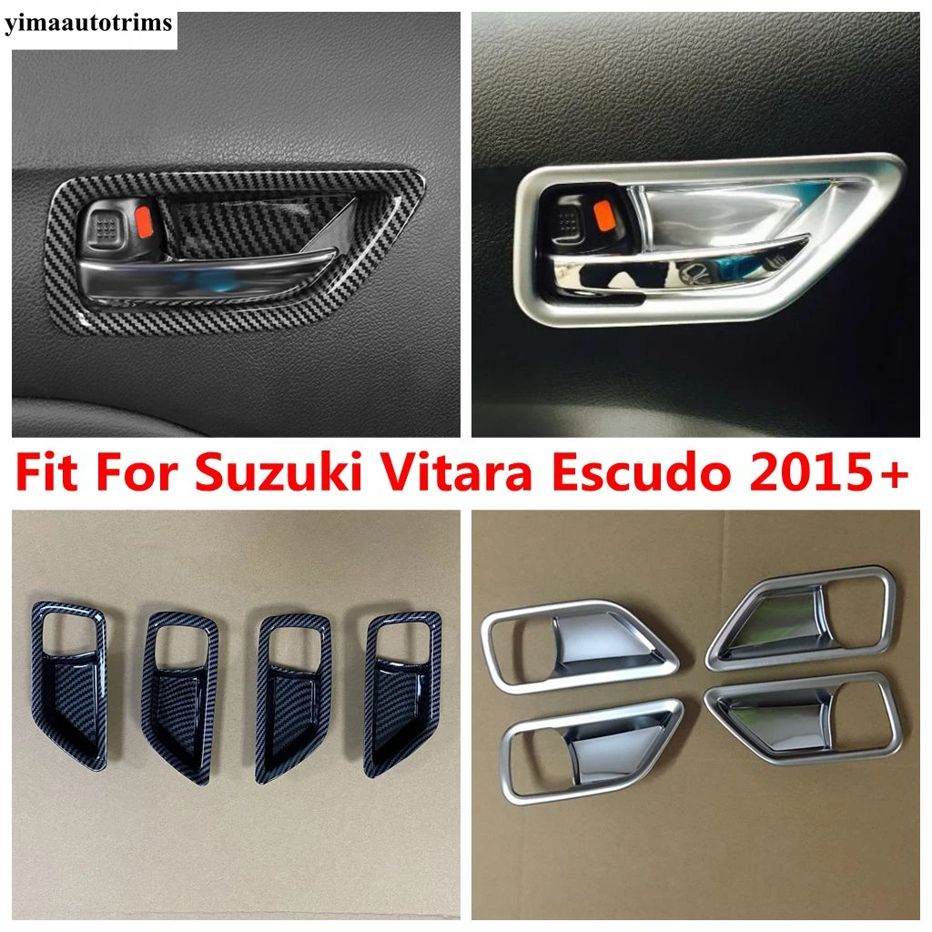 

For Suzuki Vitara Escudo 2015 - 2023 Car Door Inner Armrest Handle Bowl Frame Cover Trim ABS Matte Carbon Fiber Look Accessories