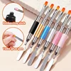 Heallor Dual Ended Nail Gel Brush Picker 2 IN 1 Design Nail Brush and Spatula Stainless Steel Gel Nail Brush for Manicure Extens 1