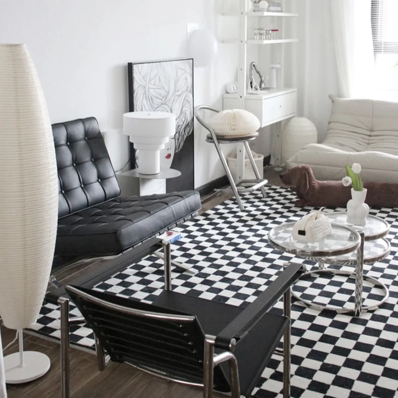 Large Checkerboard Plaid Carpets Plush Area Rug for Living Room Non-slip Kid Play Mat Soft Bedside Rug Floor Mat Tapete Infantil