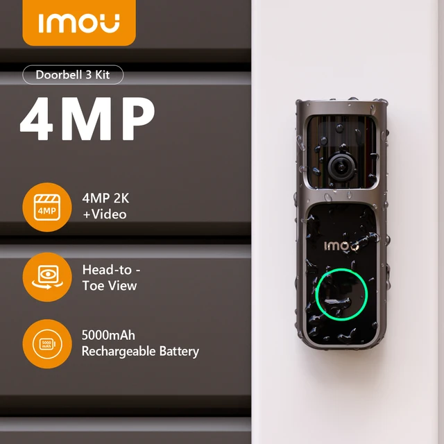 IMOU 2k Video Doorbell 3 with Chime fisheye lens Human Package Detection Rechargeable Battery Two-way Talk Waterproof 360° View