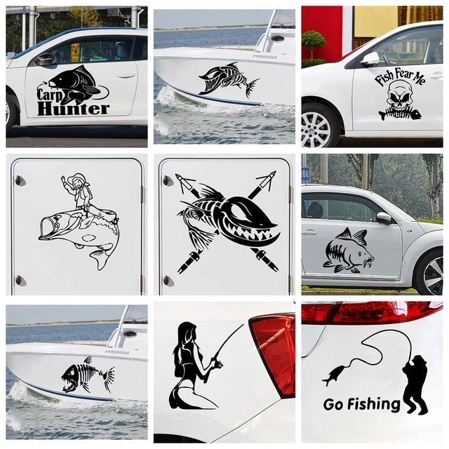 Cute Go Fishing Car Decal Decals Vinyls Decals Fashion Creative Car Full  Body Head Styling Stickers - Car Stickers - AliExpress
