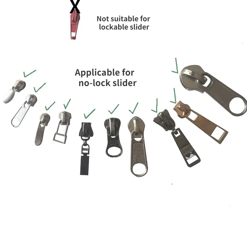 Description Picture 2 of itemSewing Zipper Installation Tool 3# 4# 5# 8# 10# Non-Lock Manual Install Zipper Tool Clamp Head Slider Wrench Spanner Lever