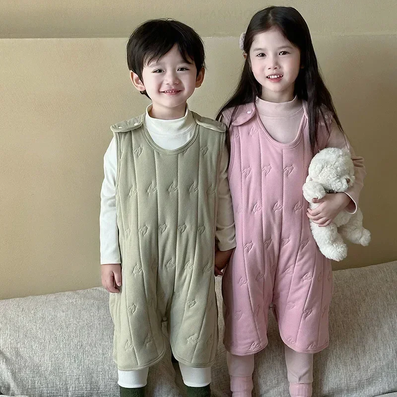Baby Cotton Jumpsuit Autumn Winter Wool Silk Anti Kick Quilt Blanket Thicken Warm Boys Girls