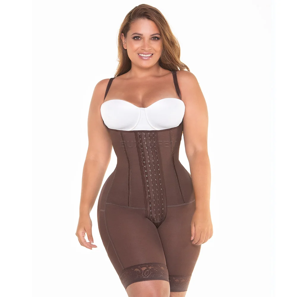 

Open-Chest Sleeveless One-Piece Breasted Shapewear Adjustable Highly Compressed Colorful with Hook Eyes & Thin Shoulder Strap