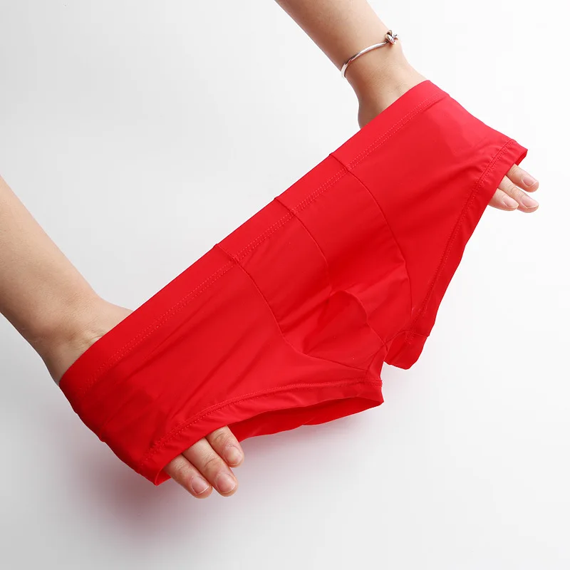

Men's Panties Ice Silk Breathable Underwear Thin See-Through Bikini Slip Homme Sexy Ultra Low Waist Bulge Pouch Boxer Briefs
