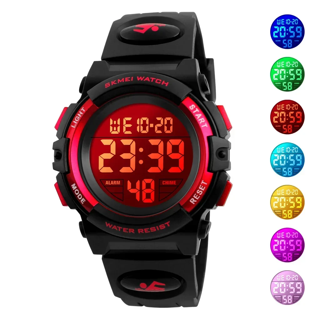 SKMEI 1266 Waterproof Sports Kids Wristwatches Children's Watches for Boy Girl Color LED Display Digital Alarm Clock 1548 Reloj