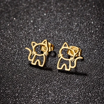 Cute Kitty Studs Earrings Stainless Steel – Cat Earrings for girls & Women