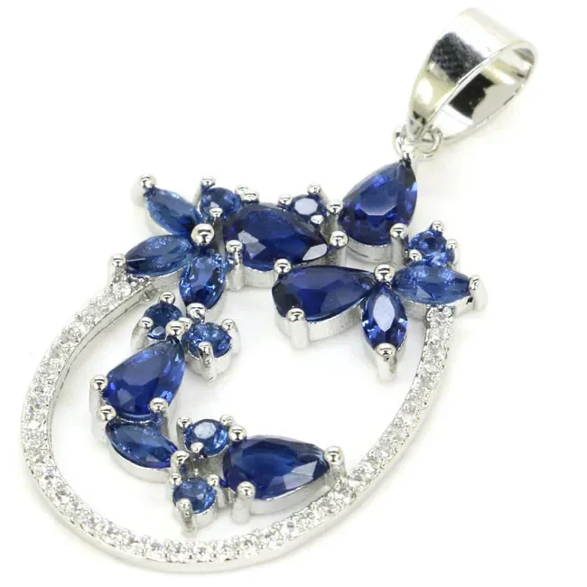 925 SOLID STERLING SILVER PENDANT Luxury Tanzanite Pink Tourmaline Golden Citrine White CZ Wedding bride