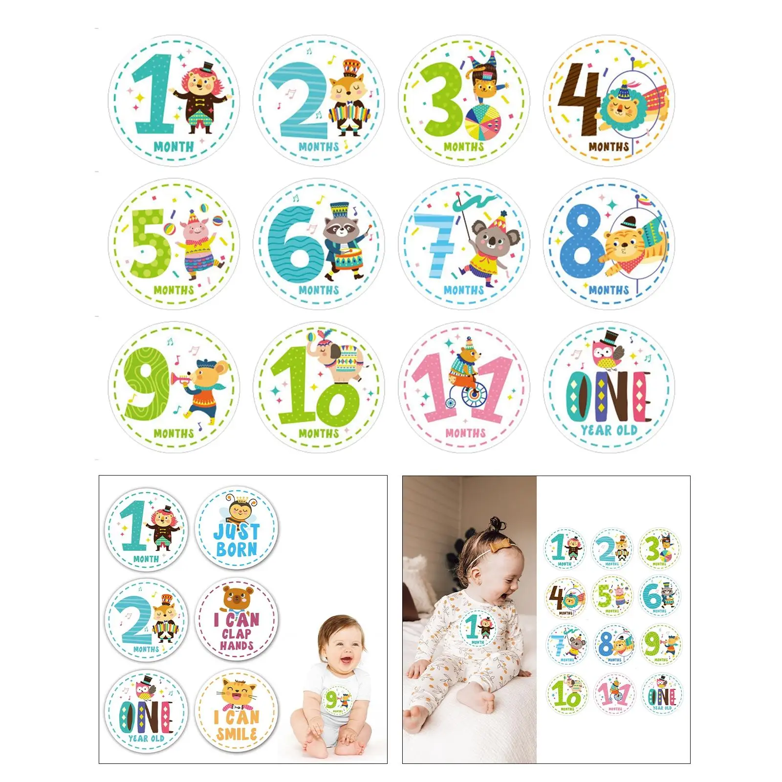 

12x Baby Monthly Stickers Newborn Month Sticker Embellishment Crafts Greenery Leaves Decorative Gift Baby Sticker for