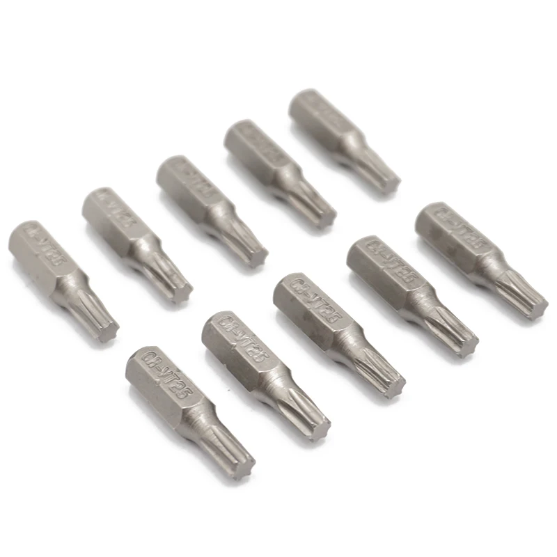 10Pcs 1/4 25mm Torx T25 스크루 드라이버 비트 세트 수리 도구 ScrewdriversKit 전원 가정용 핸드 툴용 육각 섕크 드릴 비트