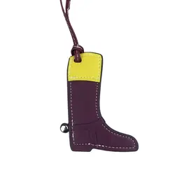 Handcrafted Artisan Leather Color - Block Boot Charm Pendant (Purple)