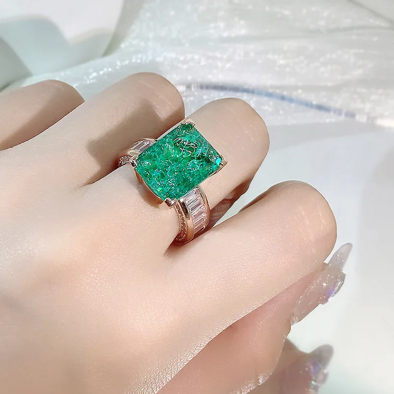 Silver cross ring silver heart ring silver rose ring silver rings silver ring gold plated silver ring emerald gemstone ring golden ring gemstone ring gold rings 18K gold S925 silver emerald Paraiba couples ring for women full diamond zircon engagement gift jewelry